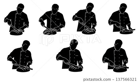 Black Solid Bakers Scoring Sourdough Set of Six on White Background Black Solid Bakers Scoring Sourdough Set of Six on White Background 137566321