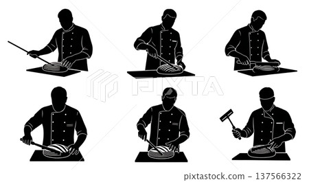 Black Solid Bakers Scoring Sourdough Set of Six on White Background Black Solid Bakers Scoring Sourdough Set of Six on White Background 137566322