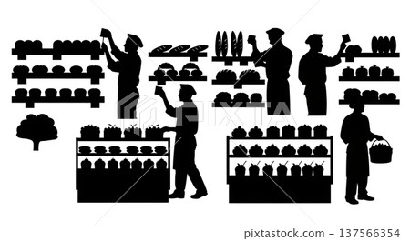 Black Solid Bakers Pricing Shelf Items Set of Six on White Background Black Solid Bakers Pricing Shelf Items Set of Six on White Background 137566354