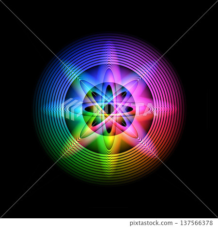 Glowing circular and oval geometric shapes 137566378