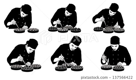 Black Solid Bakers Placing Edible Flowers Set of Six on White Background Black Solid Bakers Placing Edible Flowers Set of Six on White Background 137566422
