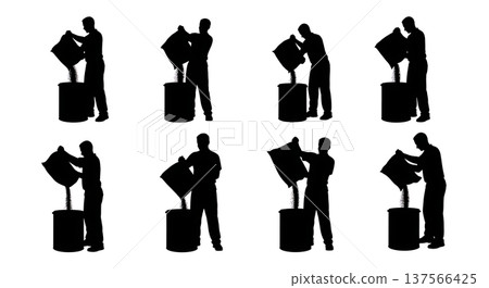 Black Solid Bakers Refilling Flour Bins Set of Six on White Background 137566425