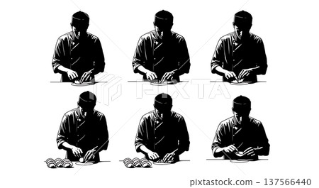 Black Solid Bakers Pinching Dumplings Set of Six on White Background Black Solid Bakers Pinching Dumplings Set of Six on White Background 137566440