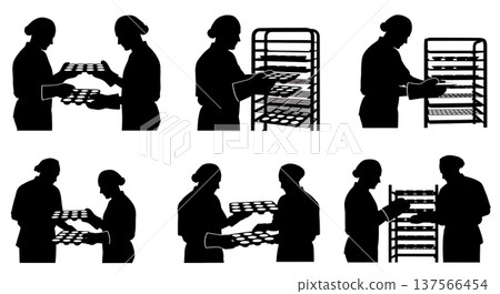 Black Solid Bakers Handling Muffin Tins Set of Six on White Background Black Solid Bakers Handling Muffin Tins Set of Six on White Background 137566454