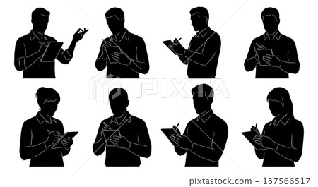 Black Solid Bartenders Taking Orders Set of Six on White Background Black Solid Bartenders Taking Orders Set of Six on White Background 137566517