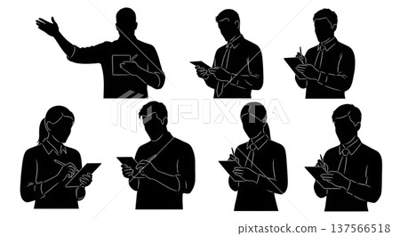 Black Solid Bartenders Taking Orders Set of Six on White Background Black Solid Bartenders Taking Orders Set of Six on White Background 137566518