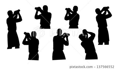 Black Solid Bartenders Shaking Over Shoulder Set of Six on White Background Black Solid Bartenders Shaking Over Shoulder Set of Six on White Background 137566552