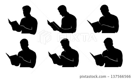 Black Solid Bartenders Reading Recipe Books Set of Six on White Background Black Solid Bartenders Reading Recipe Books Set of Six on White Background 137566566