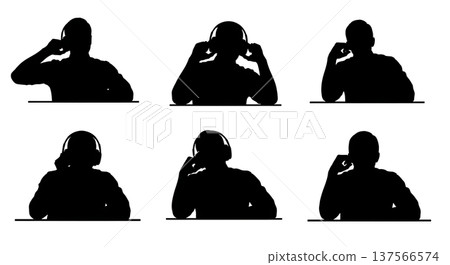 Black Solid Bartenders Resting on Bar Set of Six on White Background 137566574