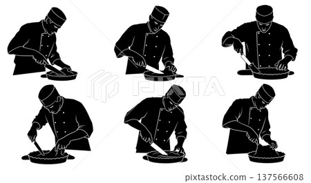 Black Solid Bakers Trimming Pie Edges Set of Six on White Background Black Solid Bakers Trimming Pie Edges Set of Six on White Background 137566608