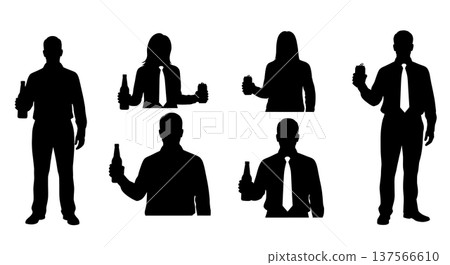 Black Solid Canvasser Silhouettes Set of Six Black Solid Canvasser Silhouettes Set of Six 137566610