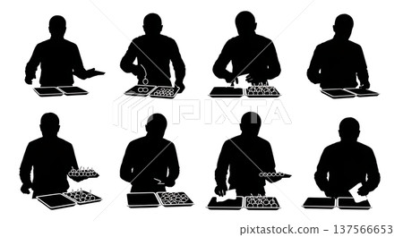 Black Solid Bartenders Organizing Garnish Trays Set of Six on White Background 137566653