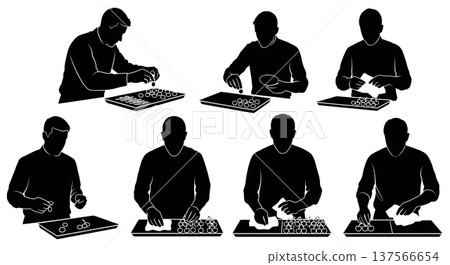 Black Solid Bartenders Organizing Garnish Trays Set of Six on White Background 137566654