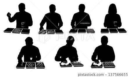 Black Solid Bartenders Organizing Garnish Trays Set of Six on White Background 137566655