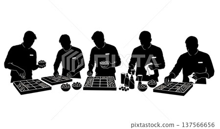 Black Solid Bartenders Organizing Garnish Trays Set of Six on White Background 137566656