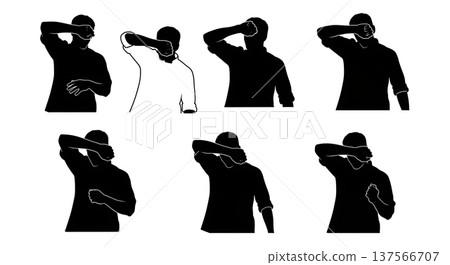 Black Solid Bakers Wiping Sweat Set of Six on White Background Black Solid Bakers Wiping Sweat Set of Six on White Background 137566707