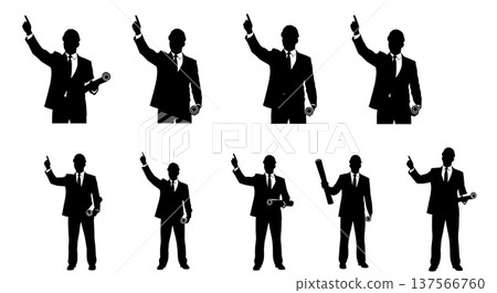 Black Solid Billboard Sales Agents Pointing Up Set of Six on White Background Black Solid Billboard Sales Agents Pointing Up Set of Six on White Background 137566760