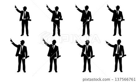Black Solid Billboard Sales Agents Pointing Up Set of Six on White Background Black Solid Billboard Sales Agents Pointing Up Set of Six on White Background 137566761