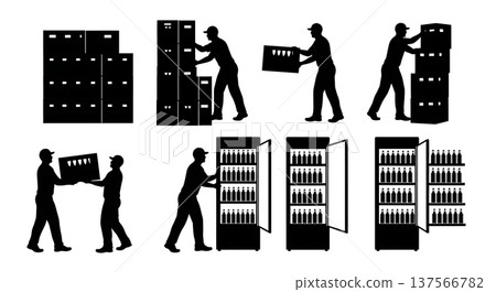 Black Solid Beverage Sales Reps Stacking Crates Set of Six on White Background Black Solid Beverage Sales Reps Stacking Crates Set of Six on White Background 137566782