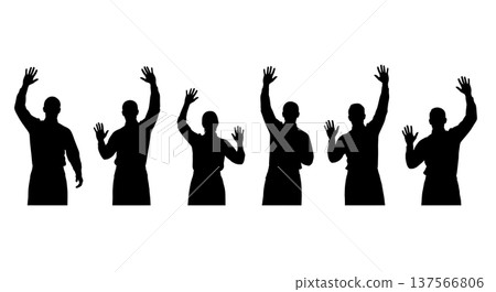 Black Solid Bartenders Waving Goodbye Set of Six on White Background 137566806