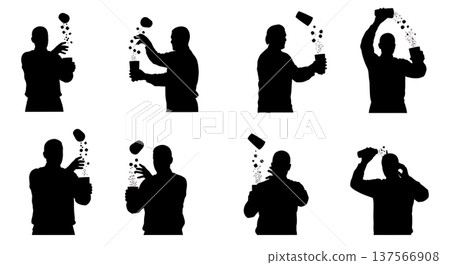 Black Solid Bartenders Rolling Ice Set of Six on White Background Black Solid Bartenders Rolling Ice Set of Six on White Background 137566908