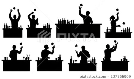 Black Solid Bartenders Tossing Coasters Set of Six on White Background 137566909