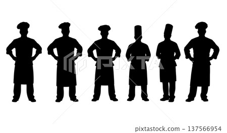 Black Solid Chef Hands On Hips Silhouettes Set of Six Black Solid Chef Hands On Hips Silhouettes Set of Six 137566954