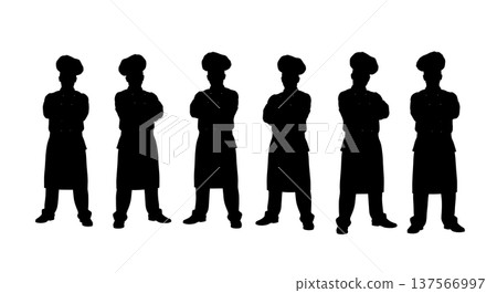 Black Solid Chef Crossed Arms Silhouettes Set of Six Black Solid Chef Crossed Arms Silhouettes Set of Six 137566997