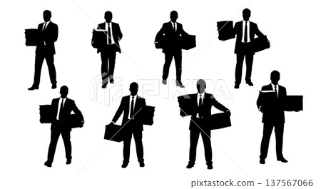 Black Solid Agents Carrying Files Silhouettes Set of Six Black Solid Agents Carrying Files Silhouettes Set of Six 137567066