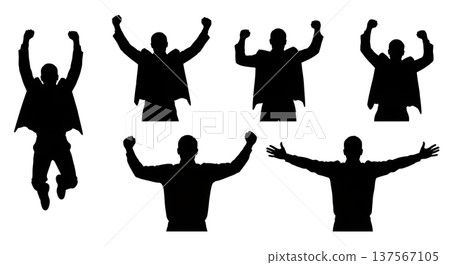 Black Solid Celebrating Sales Agent Silhouettes Set of Six Black Solid Celebrating Sales Agent Silhouettes Set of Six 137567105