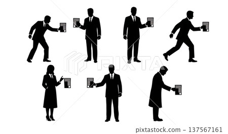 Black Solid Agents Handing Flyer Silhouettes Set of Six Black Solid Agents Handing Flyer Silhouettes Set of Six 137567161