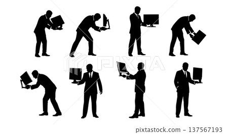 Black Solid Agents Adjusting Monitor Silhouettes Set of Six Black Solid Agents Adjusting Monitor Silhouettes Set of Six 137567193