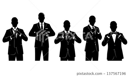 Black Solid Agents Adjusting Tie Silhouettes Set of Six Black Solid Agents Adjusting Tie Silhouettes Set of Six 137567196