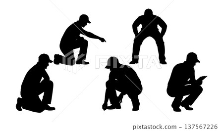 Black Solid Agricultural Sales Rep Silhouettes Set of Six Black Solid Agricultural Sales Rep Silhouettes Set of Six 137567226