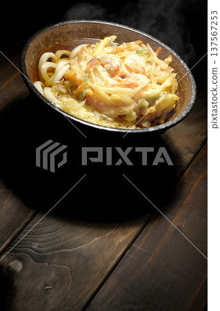 Hot shrimp and vegetable tempura udon Hot shrimp and vegetable tempura udon 137567253