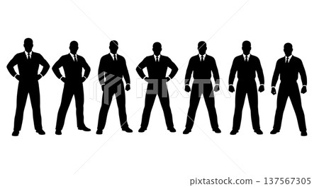 Black Solid Agents Power Pose Silhouettes Set of Six Black Solid Agents Power Pose Silhouettes Set of Six 137567305