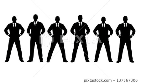 Black Solid Agents Power Pose Silhouettes Set of Six Black Solid Agents Power Pose Silhouettes Set of Six 137567306