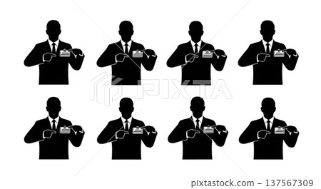 Black Solid Agents Pointing Badge Silhouettes Set of Six Black Solid Agents Pointing Badge Silhouettes Set of Six 137567309