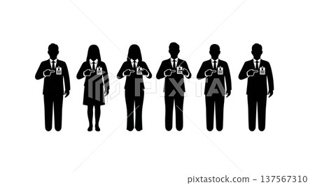Black Solid Agents Pointing Badge Silhouettes Set of Six Black Solid Agents Pointing Badge Silhouettes Set of Six 137567310