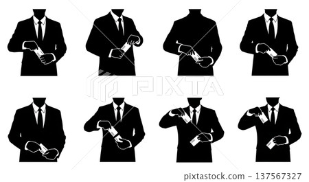 Black Solid Agents Pocketing Card Silhouettes Set of Six 137567327