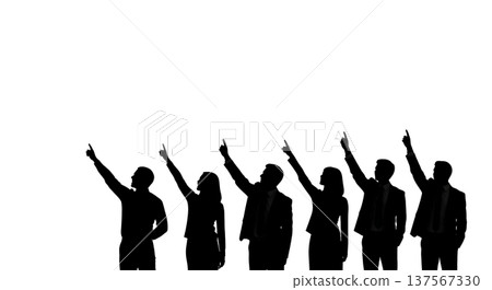 Black Solid Agents Pointing Air Idea Silhouettes Set of Six on White Background Black Solid Agents Pointing Air Idea Silhouettes Set of Six on White Background 137567330