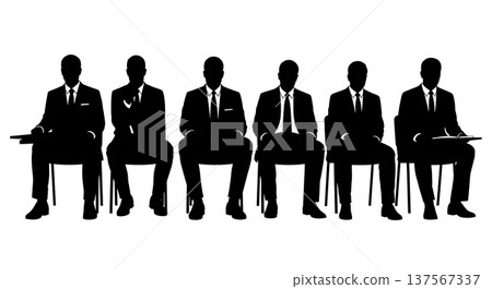 Black Solid Agents Perfect Posture Silhouettes Set of Six 137567337