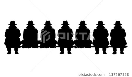 Black Solid Agents Perfect Posture Silhouettes Set of Six 137567338