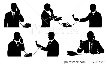 Black Solid Agents Corded Handset Silhouettes Set of Six 137567358