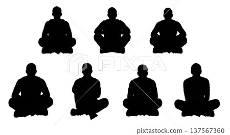 Black Solid Agents Crossed Legs Silhouettes Set of Six 137567360