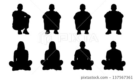 Black Solid Agents Crossed Legs Silhouettes Set of Six 137567361