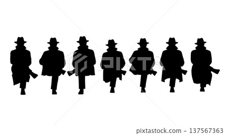 Black Solid Agents Crossed Legs Silhouettes Set of Six 137567363