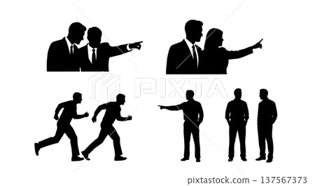 Black Solid Collaborating Agent Pairs Silhouettes Set of Six Black Solid Collaborating Agent Pairs Silhouettes Set of Six 137567373