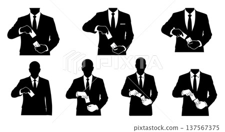Black Solid Agents Pocketing Card Silhouettes Set of Six Black Solid Agents Pocketing Card Silhouettes Set of Six 137567375