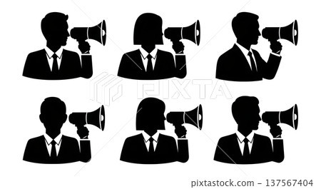 Black Solid Agents Megaphone Ear Silhouettes Set of Six Black Solid Agents Megaphone Ear Silhouettes Set of Six 137567404